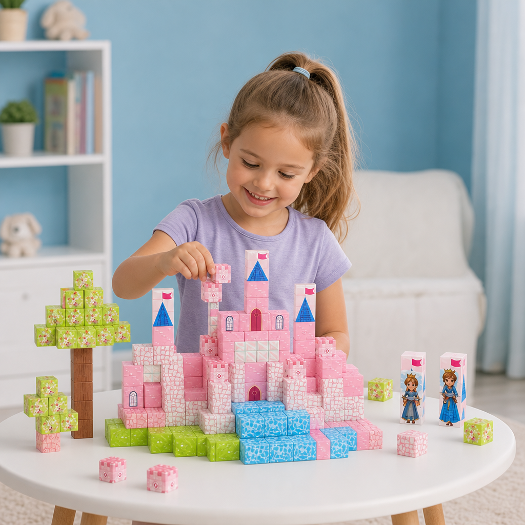 Montessori Princess Dream Castle Magnetic Building Cubes Set