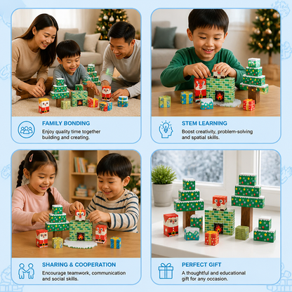 54-Piece Christmas Magnetic Building Blocks Set – Festive STEM Construction Toy