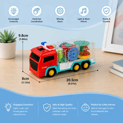 Interactive Fire Truck Toy with Colorful Moving Gears