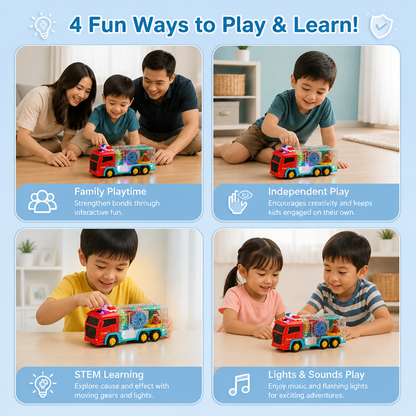 Interactive Fire Truck Toy with Colorful Moving Gears