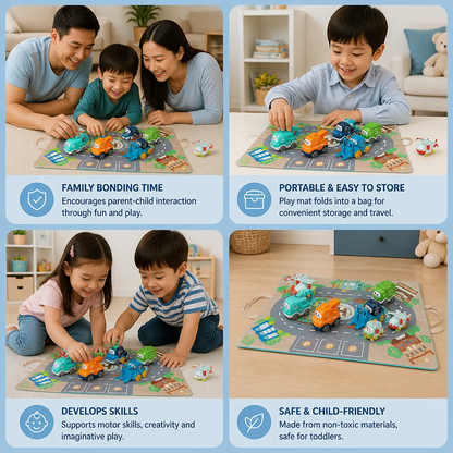 Toddler Toy Truck & Car Set with Play Mat Storage Bag