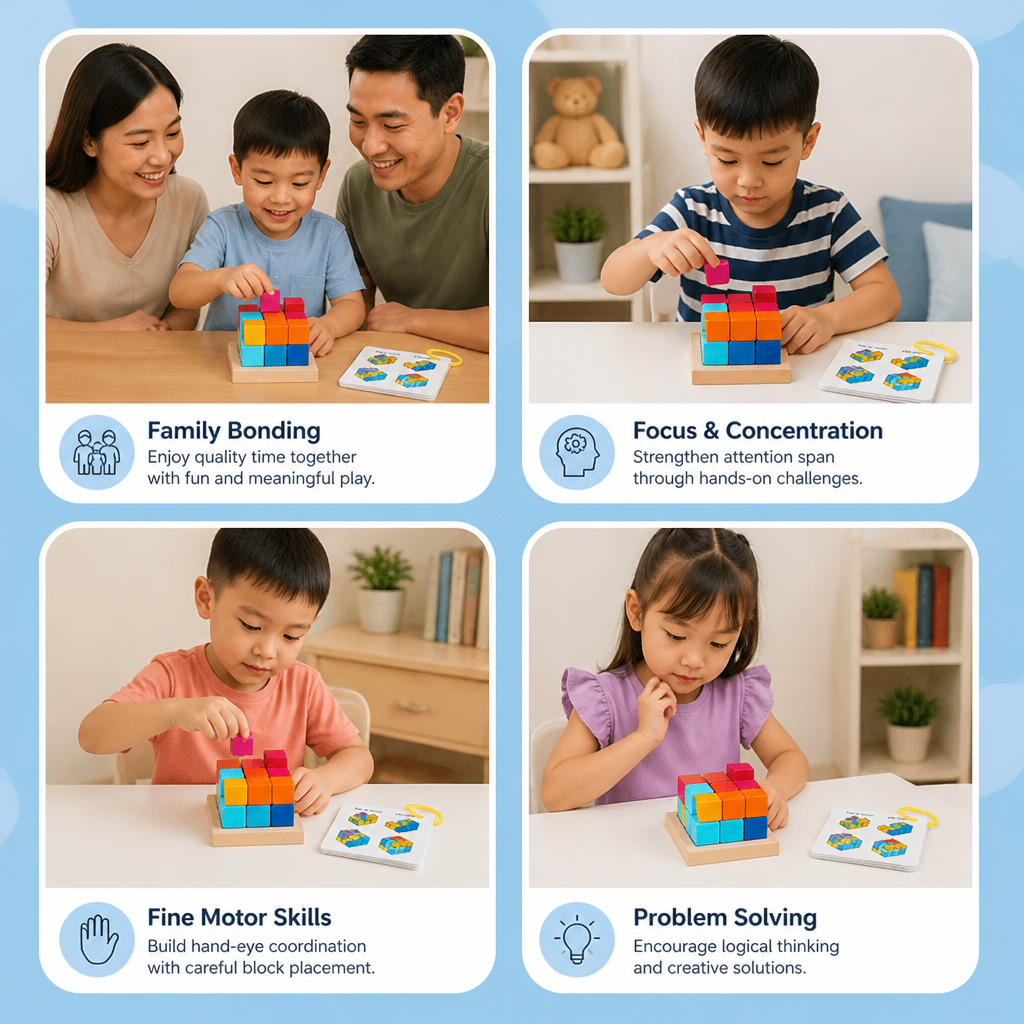 Montessori 3D Wooden Puzzle Blocks – Colorful Geometry & STEM Brain Training Game