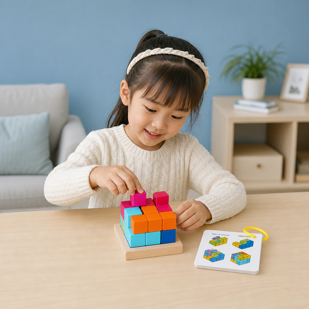 Montessori 3D Wooden Puzzle Blocks – Colorful Geometry & STEM Brain Training Game