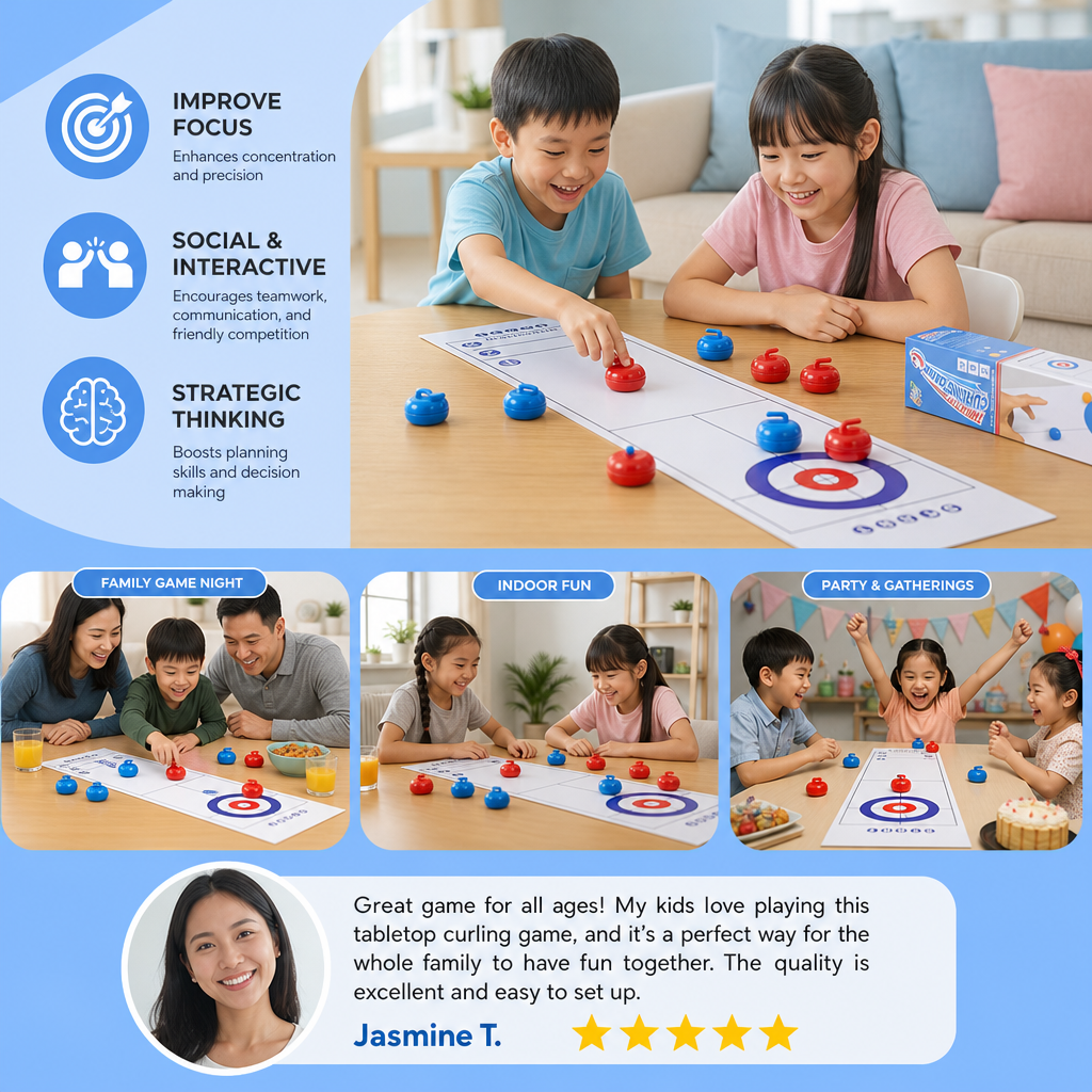 Portable Tabletop Curling Game – 2-Player Competition Set