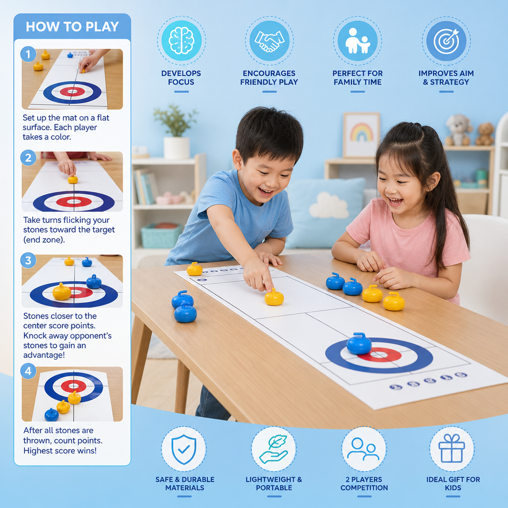 Portable Tabletop Curling Game – 2-Player Competition Set