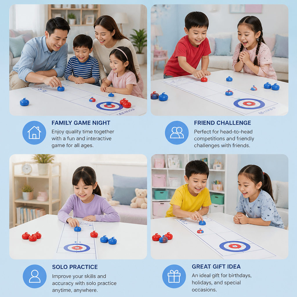 Portable Tabletop Curling Game – 2-Player Competition Set