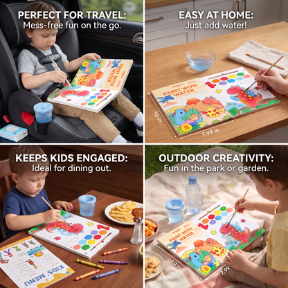 Watercolor Painting Book with Brush – Mess-Free Paint with Water Fun