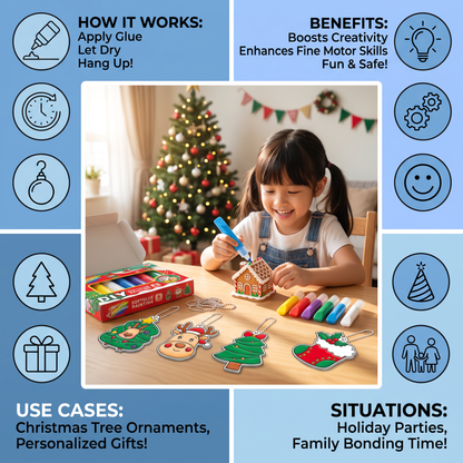 DIY Christmas No-Bake Glue Painting Ornament Craft Kit for Kids
