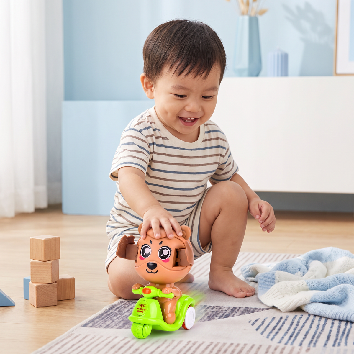 Press & Go Animal Motorcycle Toy – Cute Hide-and-Seek Character Car