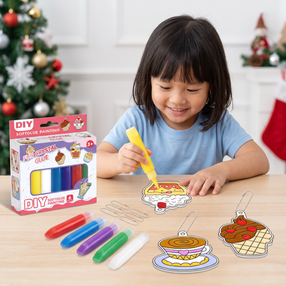 DIY Christmas No-Bake Glue Painting Ornament Craft Kit for Kids