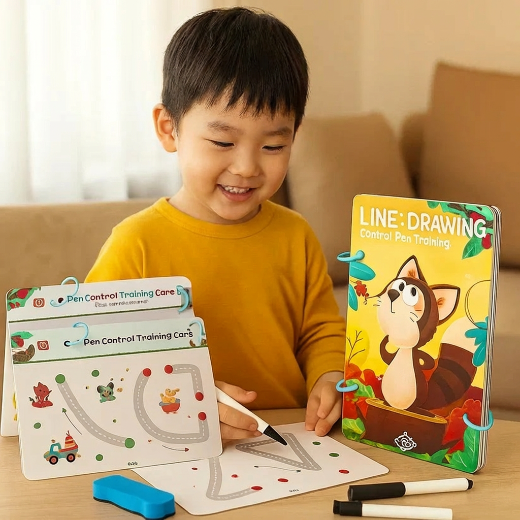 Pen Control Training Book for Kids ⎜ Reusable Drawing Practice to Boost Focus and Hand-Eye Coordination