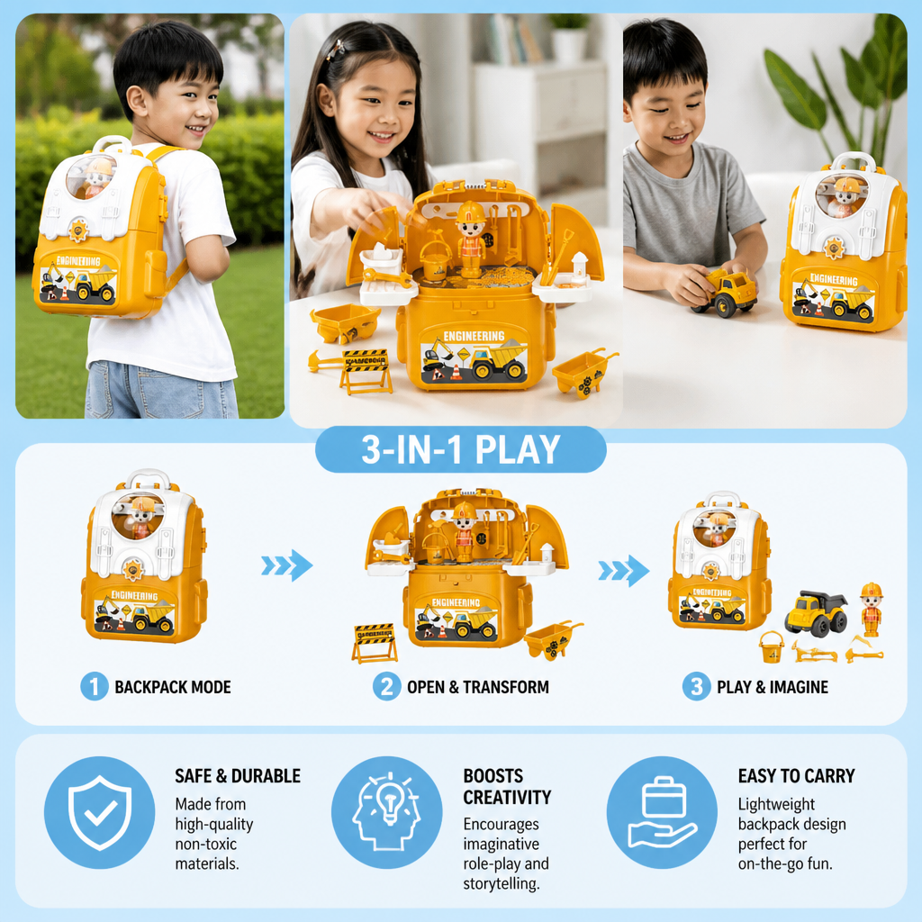 3-in-1 Backpack Playset for on the Go