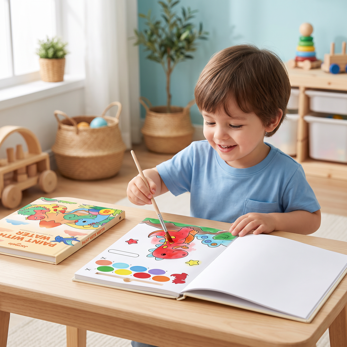Watercolor Painting Book with Brush – Mess-Free Paint with Water Fun