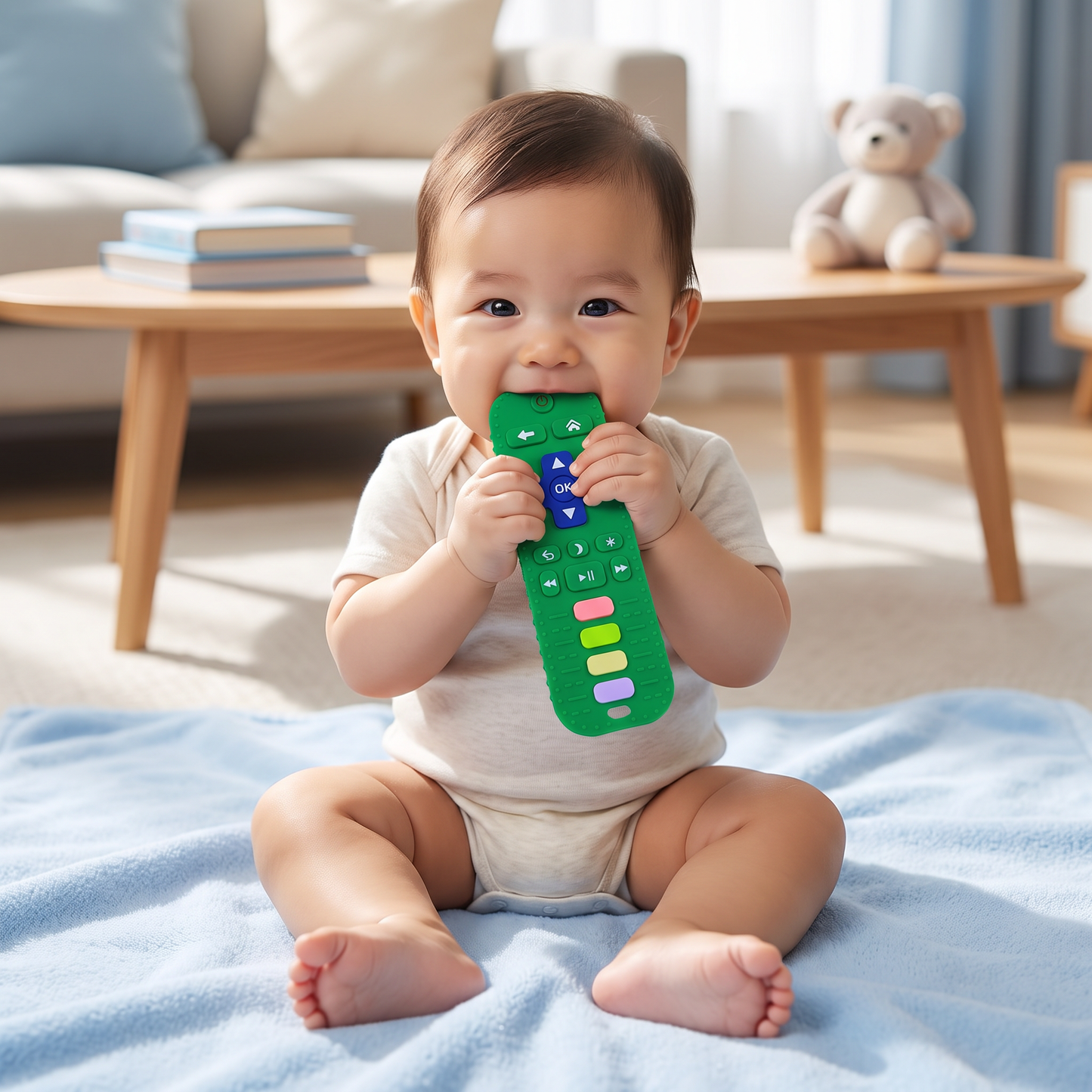 Silicone Remote Control Baby Teether – BPA-Free Sensory Chew Toy