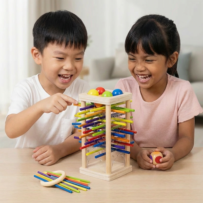 Educational 3-in-1 Wooden Ball and Stick Skill Game