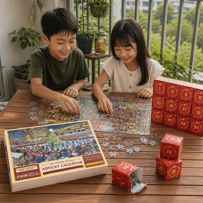 Christmas Jigsaw Puzzle Advent Calendar – 1008-Piece 24-Day Countdown Puzzle Set
