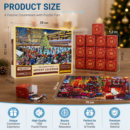 Christmas Jigsaw Puzzle Advent Calendar – 1008-Piece 24-Day Countdown Puzzle Set
