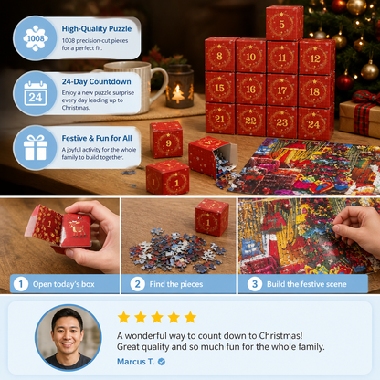 Christmas Jigsaw Puzzle Advent Calendar – 1008-Piece 24-Day Countdown Puzzle Set