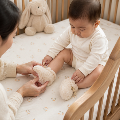 Warm & Cozy Fleece-Lined Cotton Baby Booties with Soft Soles