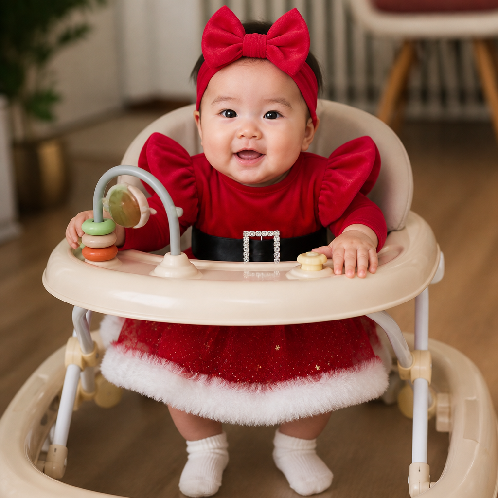 Baby Girl’s My First Christmas Long-Sleeve Romper Dress