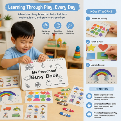 Montessori Busy Book – Reusable Preschool Learning Activity Book
