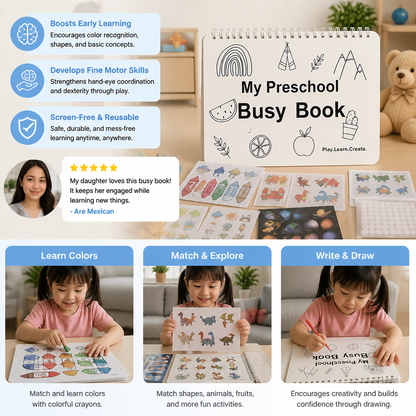 Montessori Busy Book – Reusable Preschool Learning Activity Book