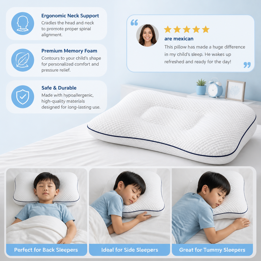 Ergonomic Neck Support Memory Foam Kids Pillow