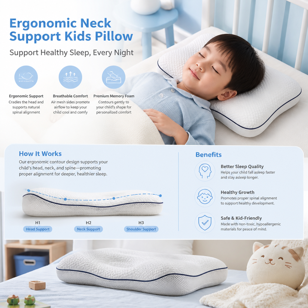 Ergonomic Neck Support Memory Foam Kids Pillow