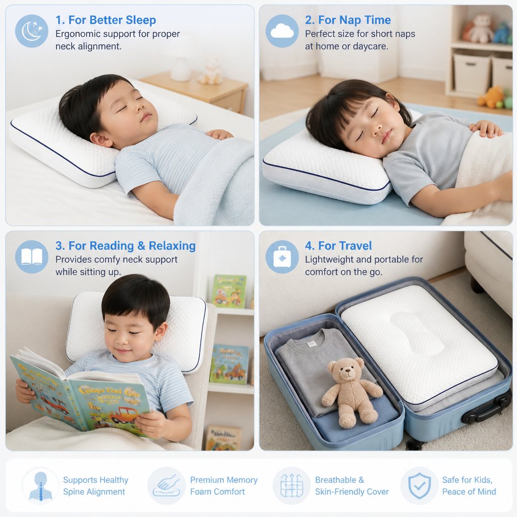 Ergonomic Neck Support Memory Foam Kids Pillow