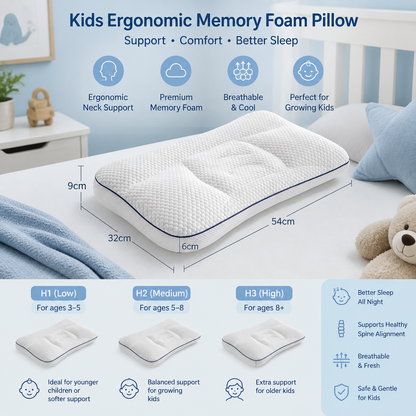 Ergonomic Neck Support Memory Foam Kids Pillow