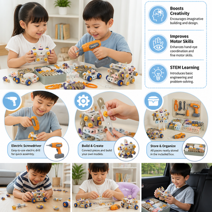 Kids’ DIY Tool Kit with Electric Drill – STEM Building Playset