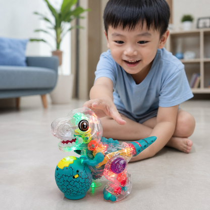 Interactive Light-Up Gear Dinosaur Toy with Music & Walking Action