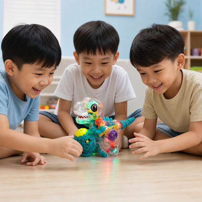 Interactive Light-Up Gear Dinosaur Toy with Music & Walking Action