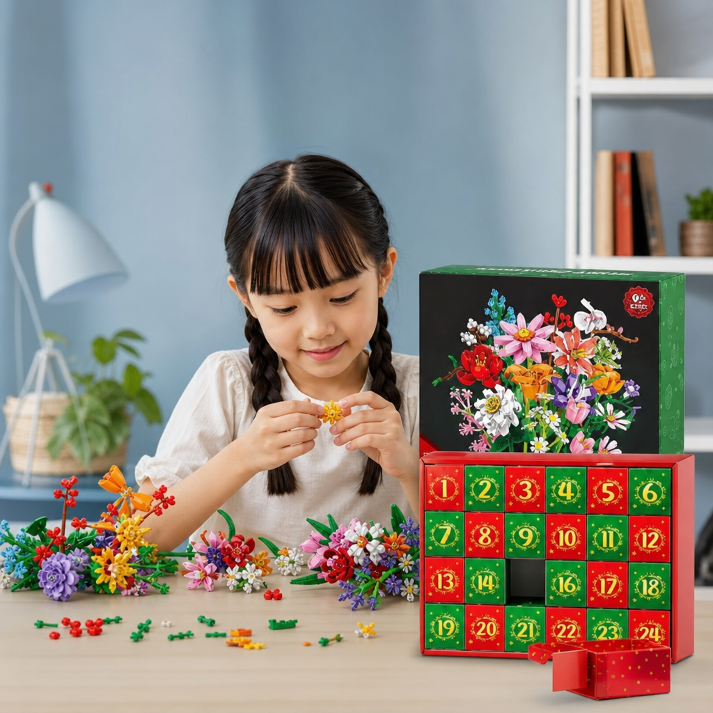 Christmas Building Block Flower Bouquet Advent Calendar