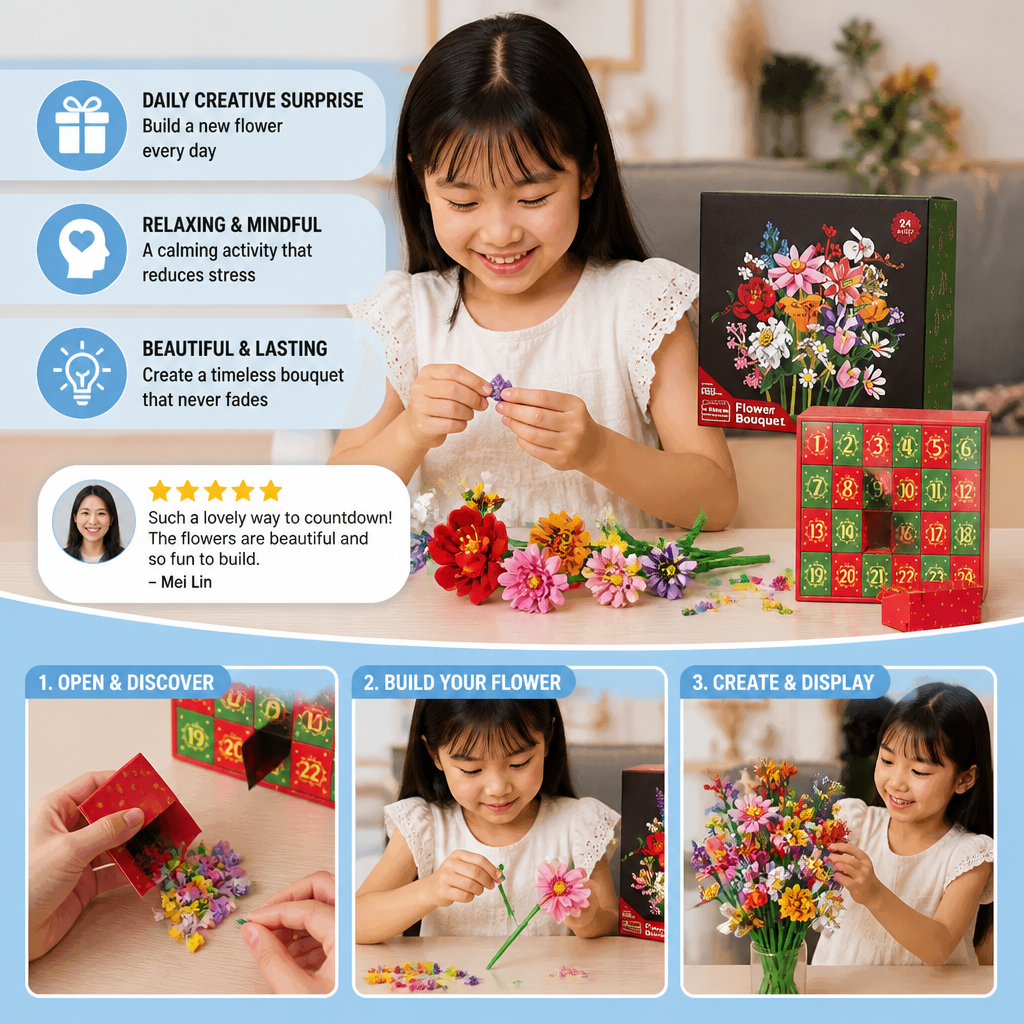 Christmas Building Block Flower Bouquet Advent Calendar
