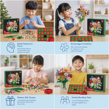 Christmas Building Block Flower Bouquet Advent Calendar