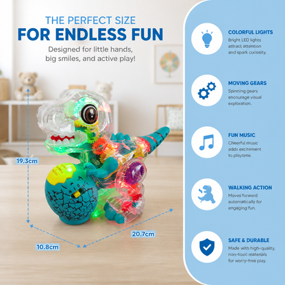 Interactive Light-Up Gear Dinosaur Toy with Music & Walking Action