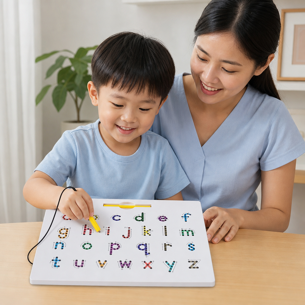 2-in-1 Magnetic Letter Tracing Board for Uppercase & Lowercase Writing Practice