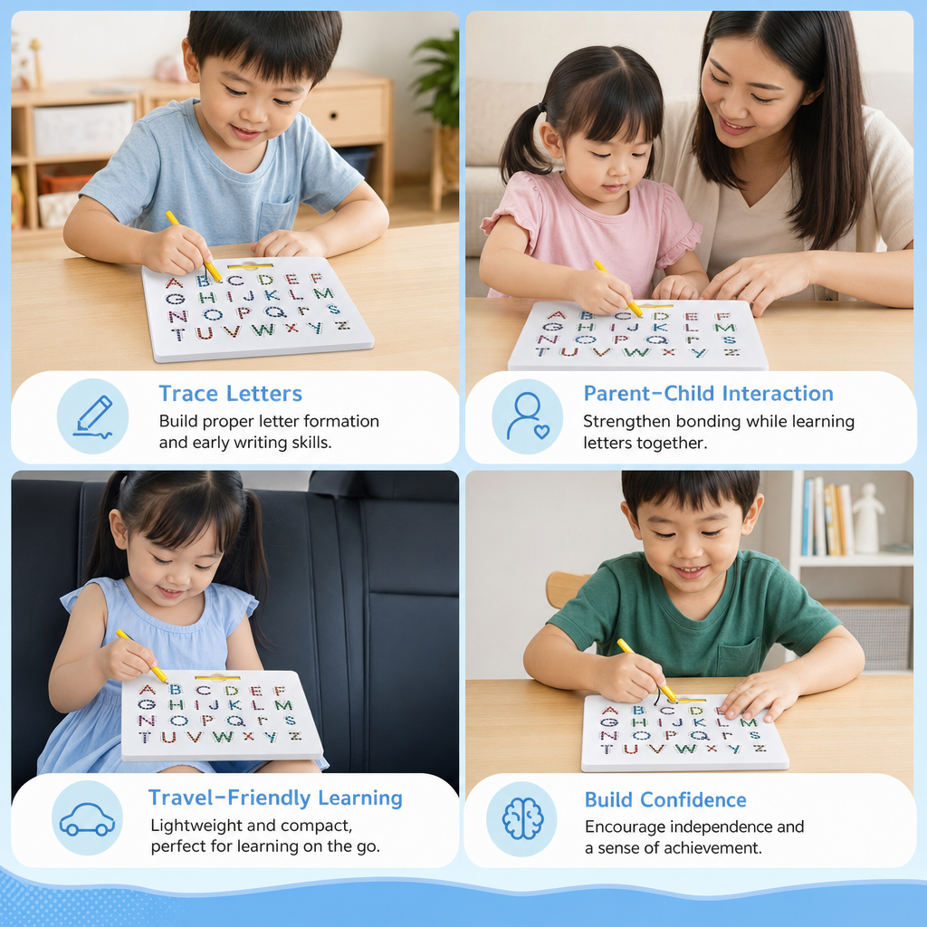 2-in-1 Magnetic Letter Tracing Board for Uppercase & Lowercase Writing Practice