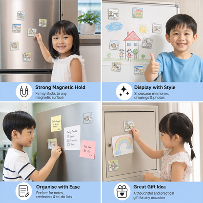 Clear Acrylic Magnetic Photo Frames with Adhesive Backing Set of 5