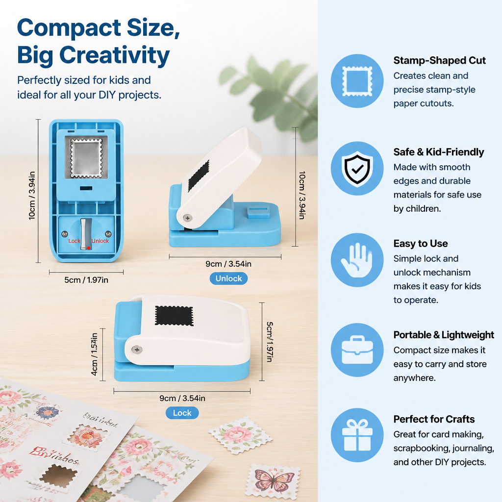 DIY Postage Stamp Paper Punch for Kids’ Arts & Crafts