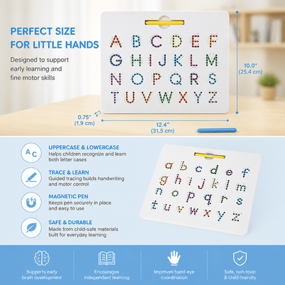2-in-1 Magnetic Letter Tracing Board for Uppercase & Lowercase Writing Practice