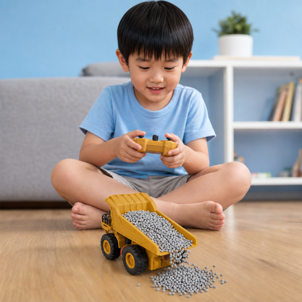 Remote-Controlled Dump Truck with Lights – Construction Vehicle Toy