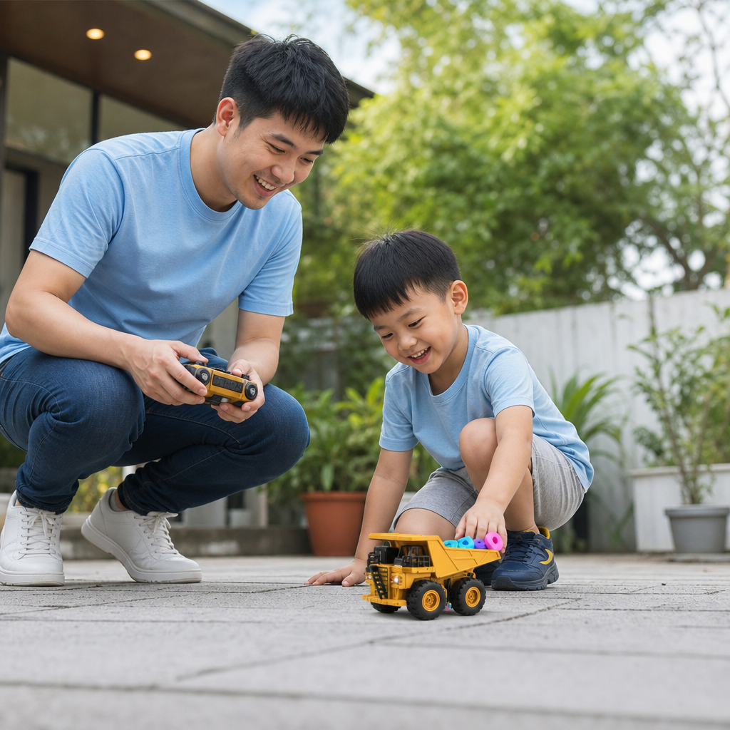 Remote-Controlled Dump Truck with Lights – Construction Vehicle Toy