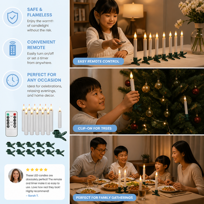 Magic Wand-Controlled Floating LED Candles with Hanging Hooks