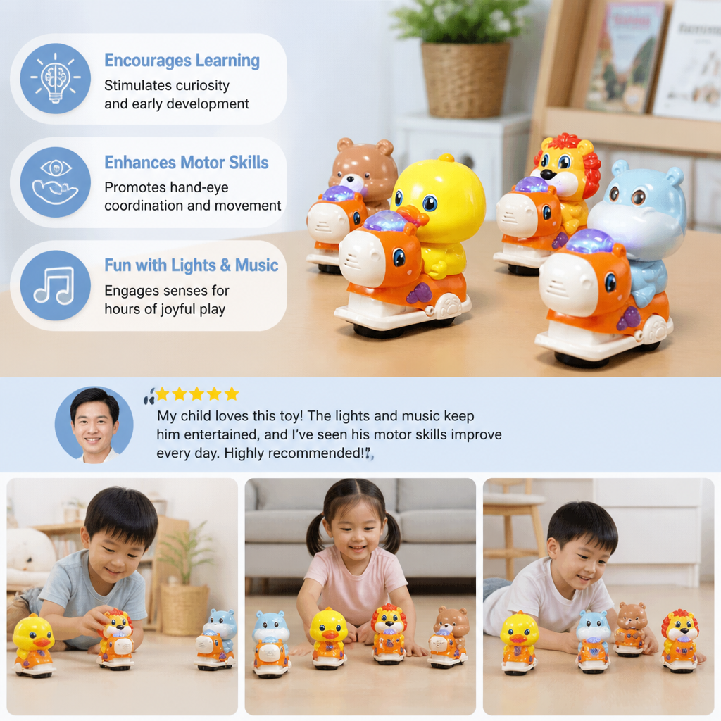 Interactive Animal Swing Toy with Music & Lights