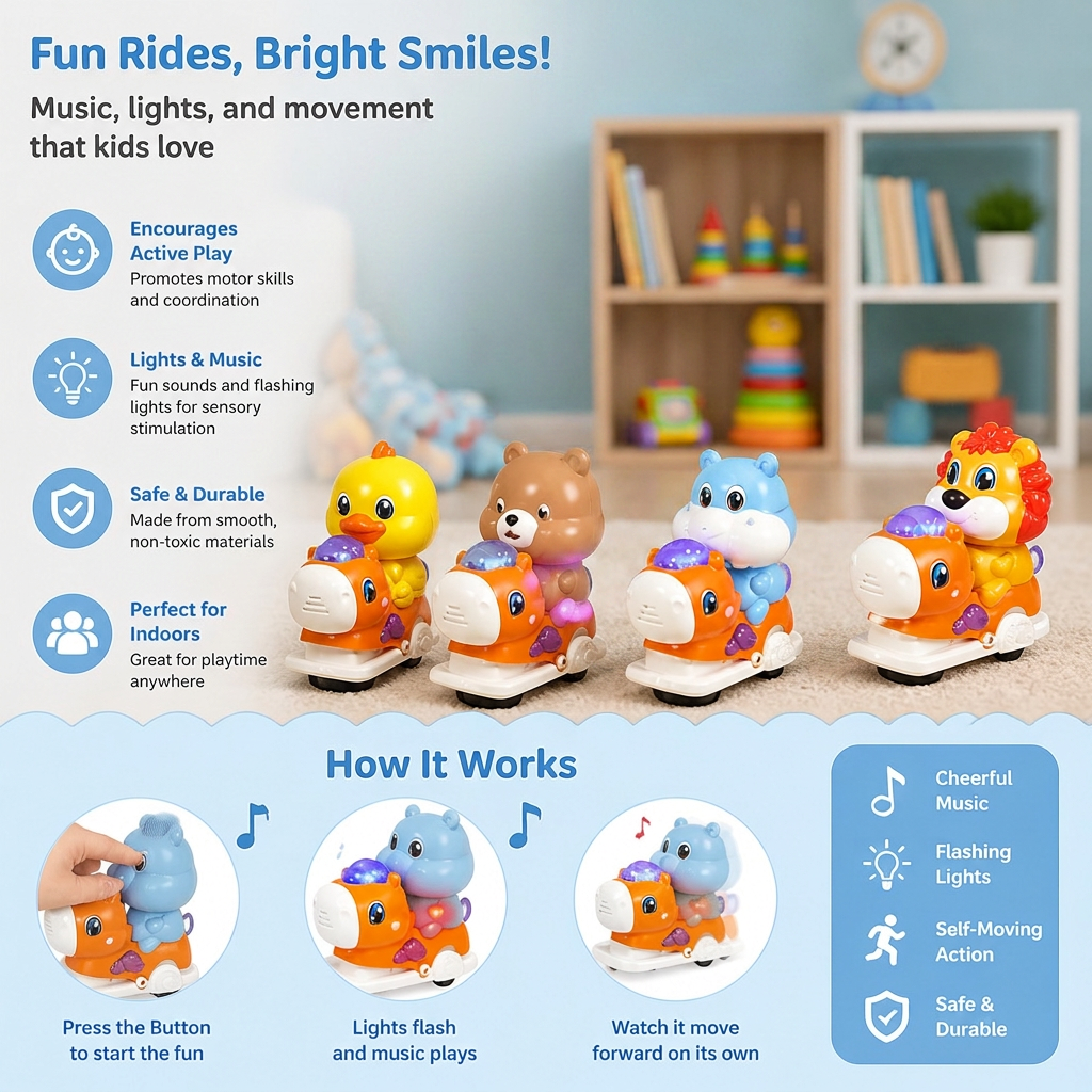 Interactive Animal Swing Toy with Music & Lights