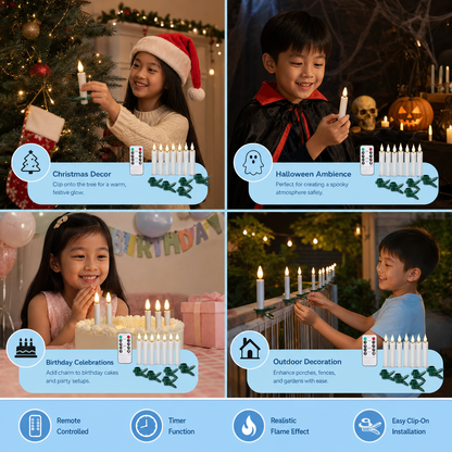 Magic Wand-Controlled Floating LED Candles with Hanging Hooks