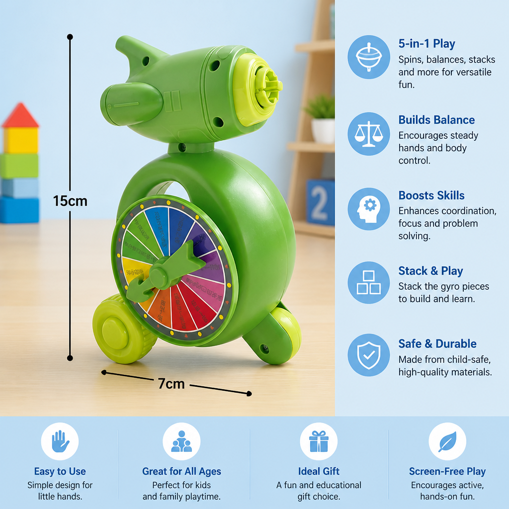 5-in-1 Gyro Educational Toy – Spinning, Balancing & Stacking Skill Game for Kids
