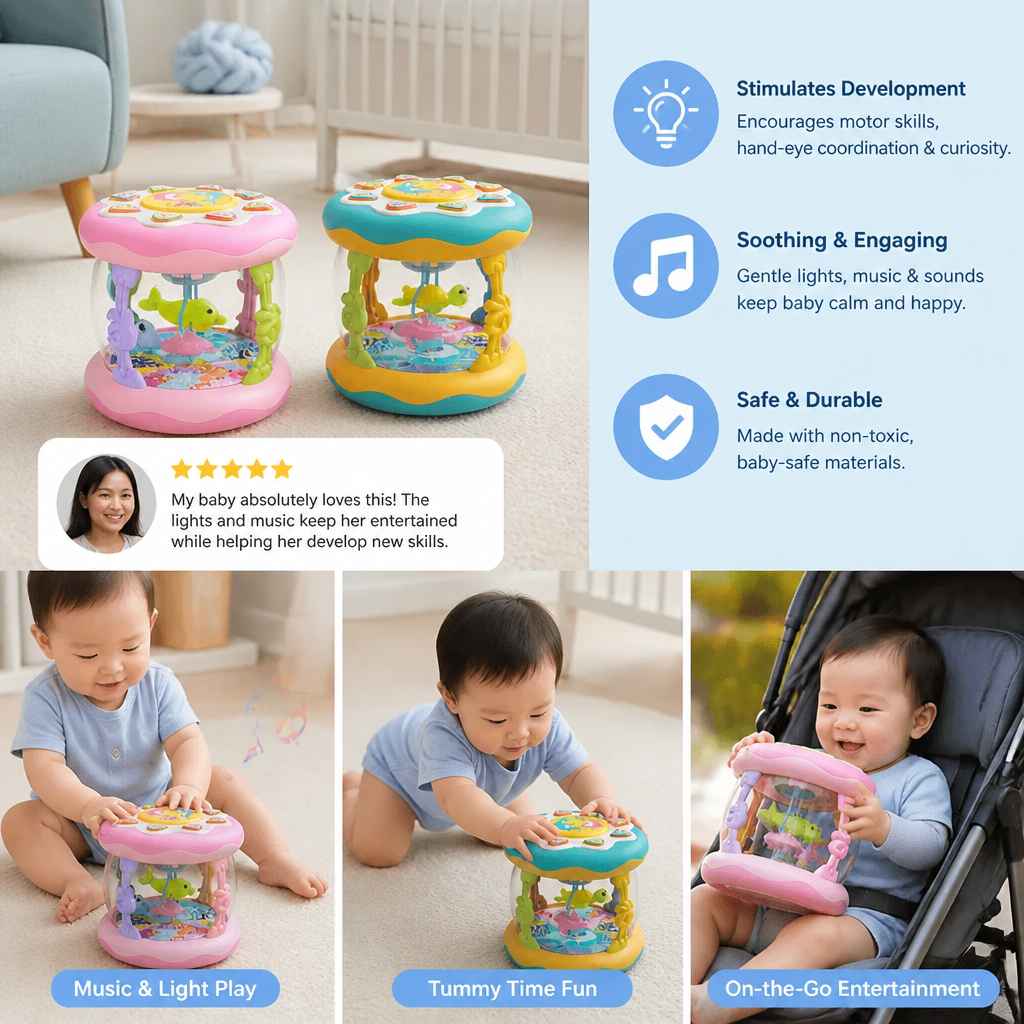 Interactive Musical Toy with Lights – Montessori Sensory & Soothing Lullaby Toy